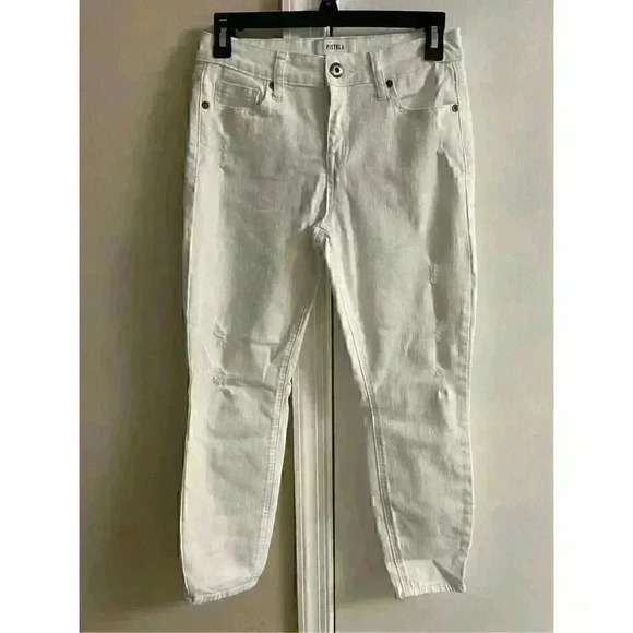PISTOLA white mid rise distressed‎ jeans Sz 27 - Picture 1 of 5